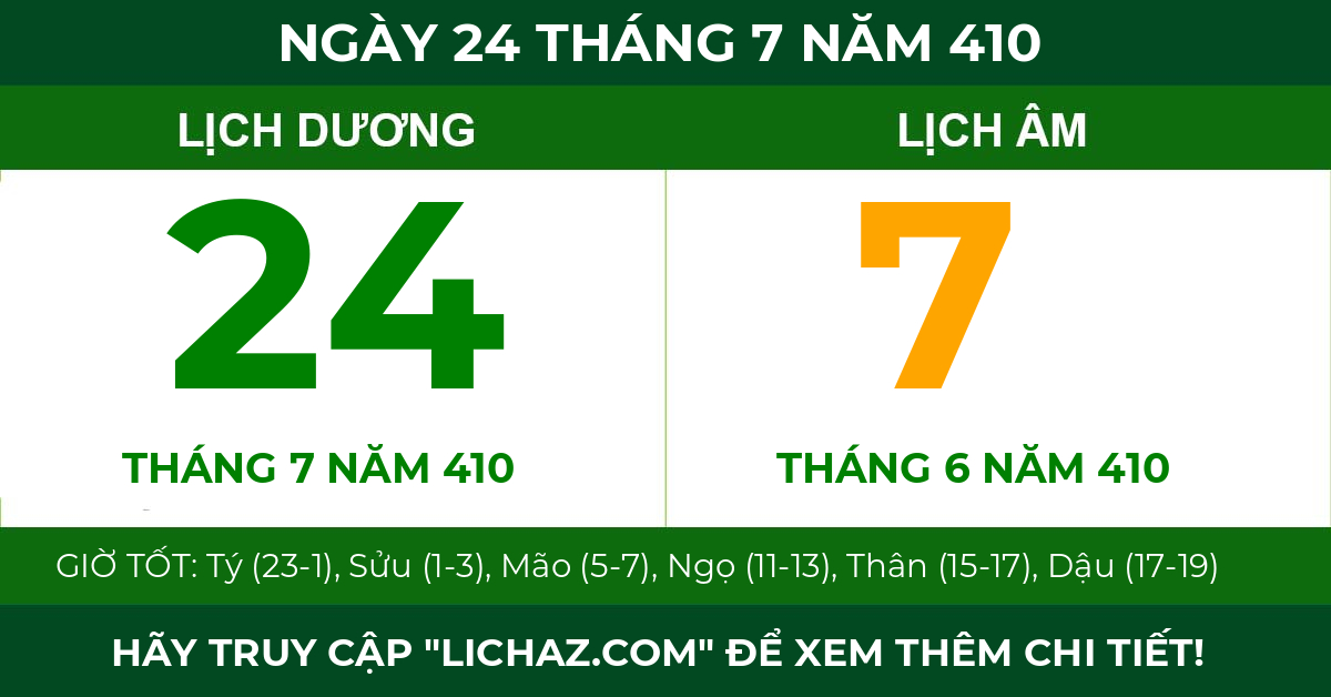 lịch âm ngày 24 tháng 7 năm 410