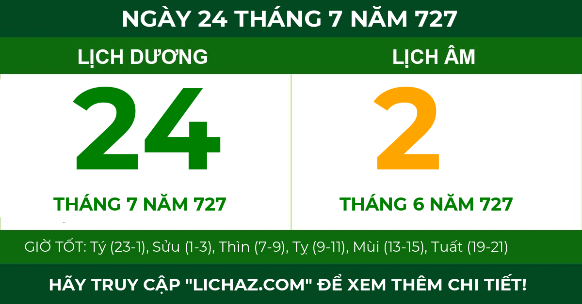 lịch âm ngày 24 tháng 7 năm 727