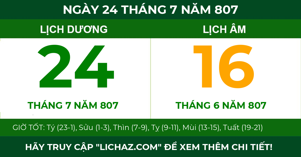 lịch âm ngày 24 tháng 7 năm 807