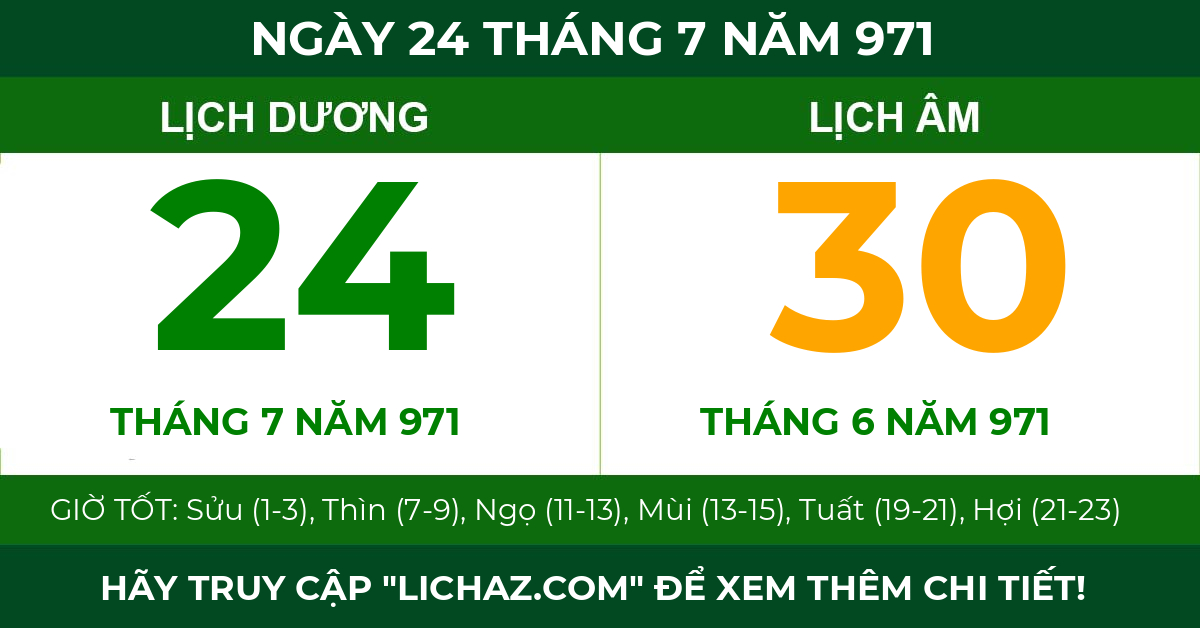 lịch âm ngày 24 tháng 7 năm 971