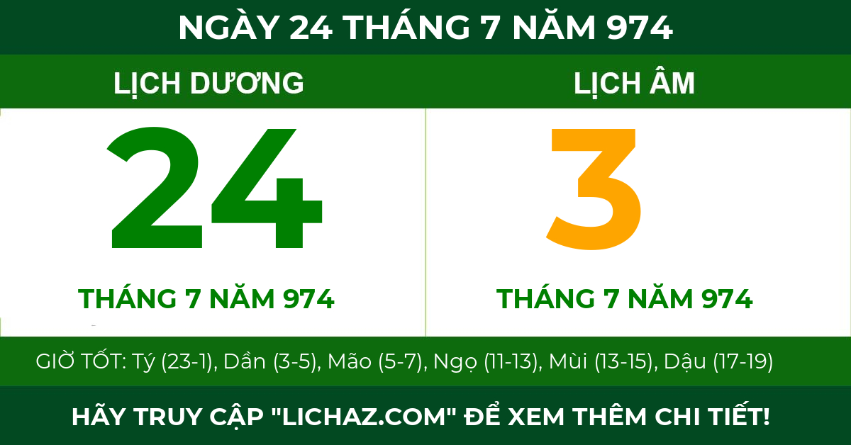 lịch âm ngày 24 tháng 7 năm 974
