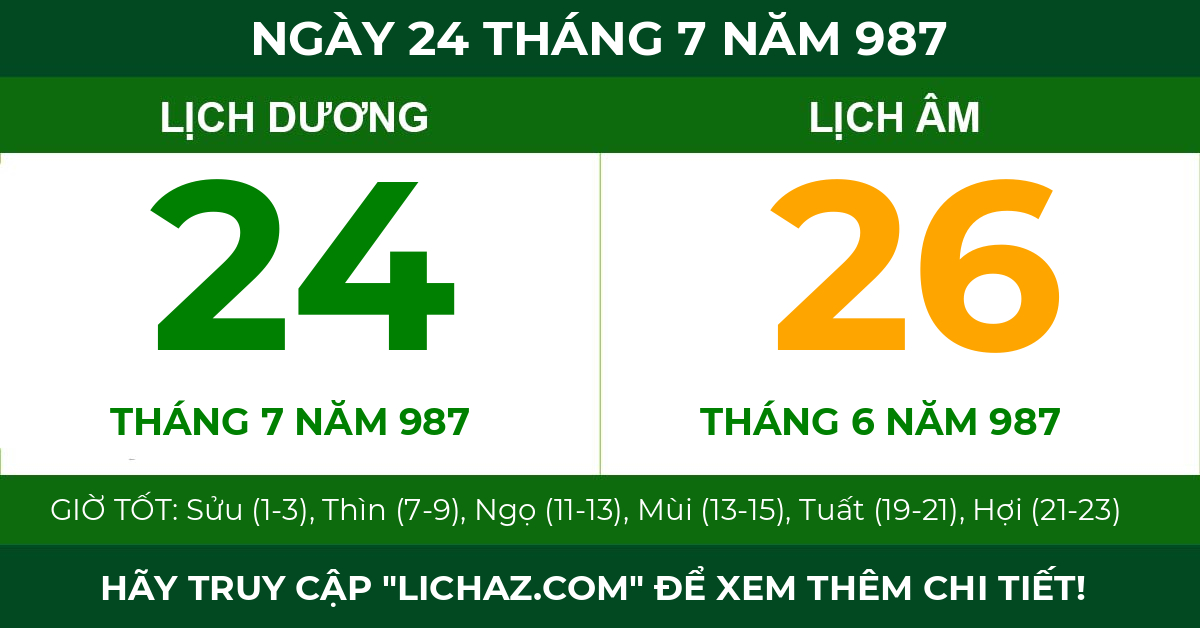 lịch âm ngày 24 tháng 7 năm 987