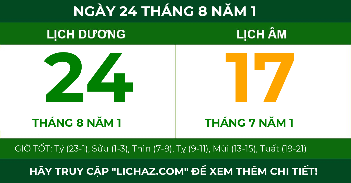 lịch âm ngày 24 tháng 8 năm 1