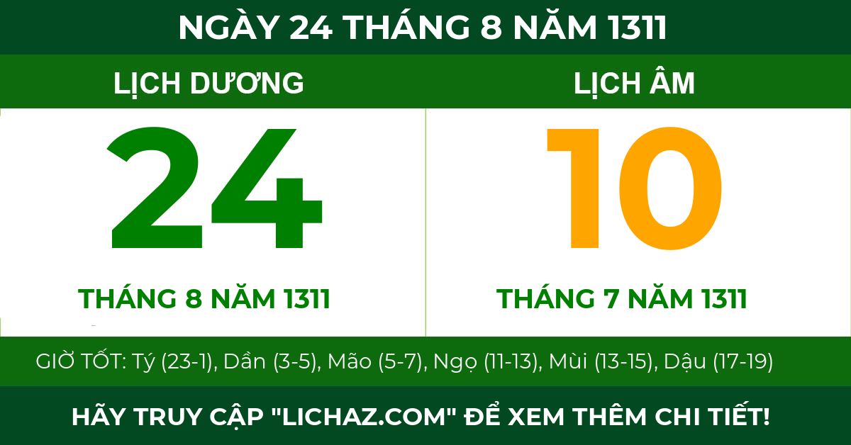 lịch âm ngày 24 tháng 8 năm 1311