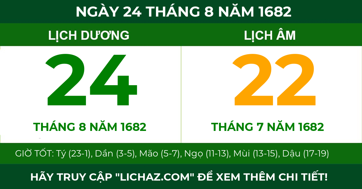 lịch âm ngày 24 tháng 8 năm 1682