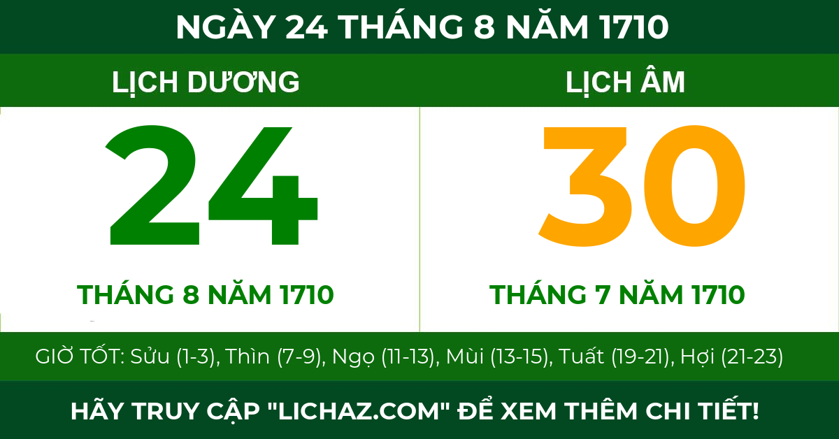 lịch âm ngày 24 tháng 8 năm 1710
