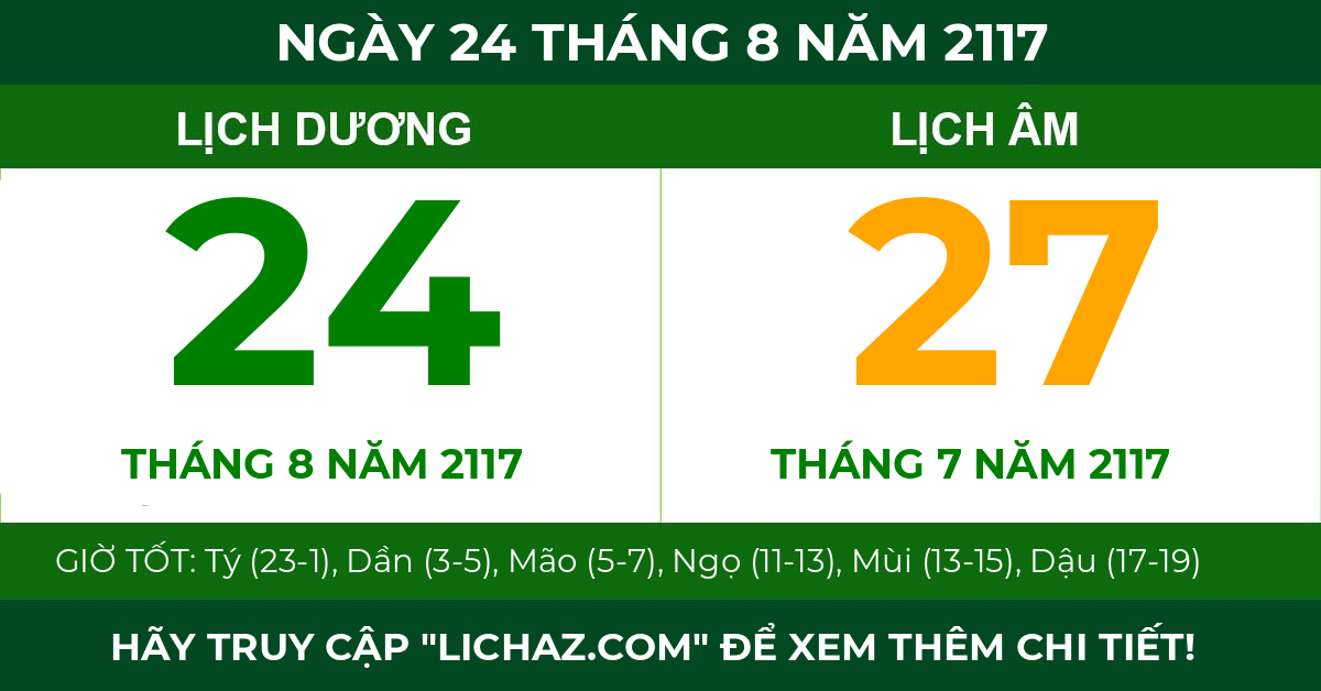 lịch âm ngày 24 tháng 8 năm 2117