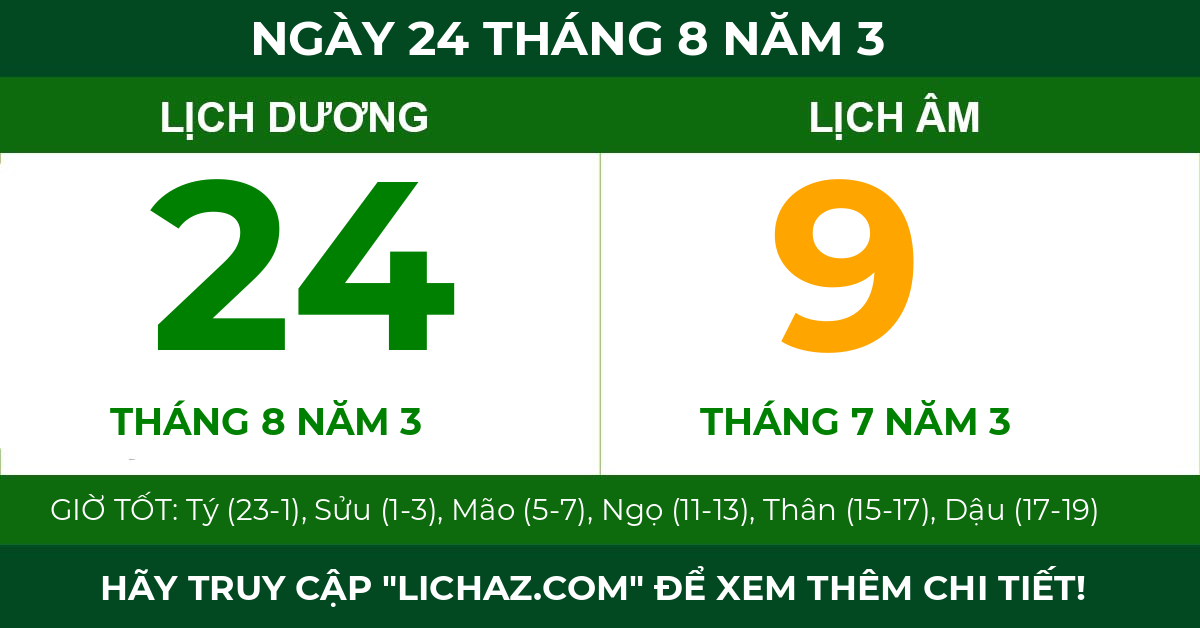 lịch âm ngày 24 tháng 8 năm 3