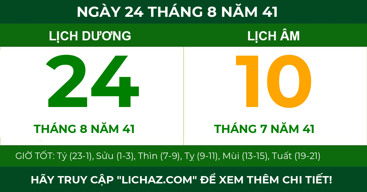 lịch âm ngày 24 tháng 8 năm 41