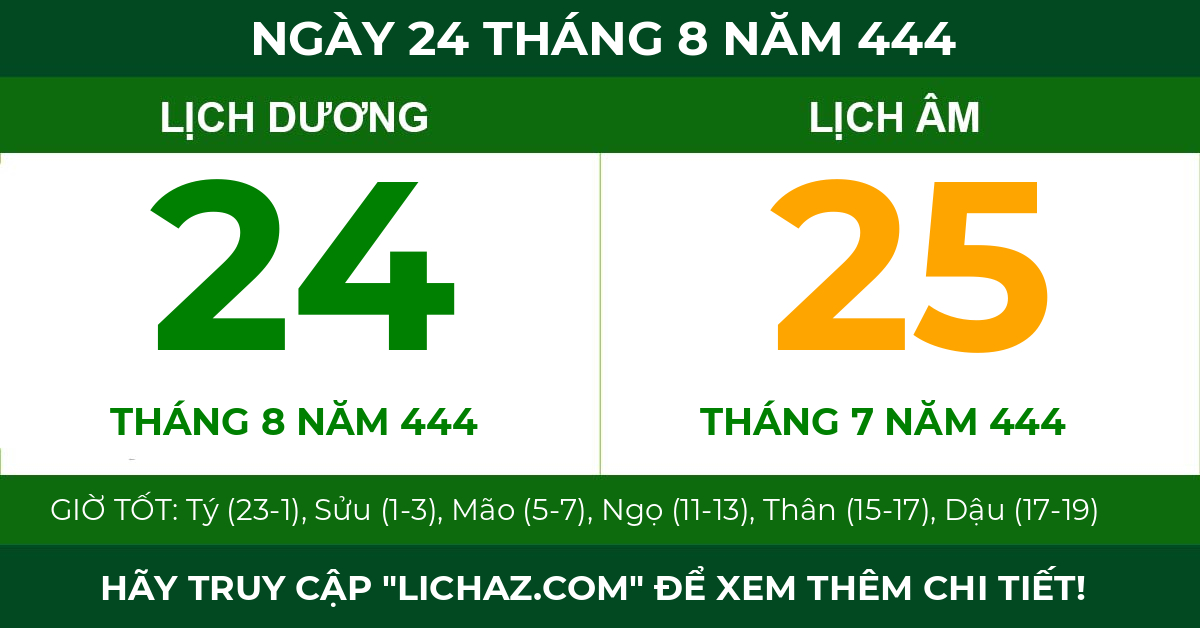lịch âm ngày 24 tháng 8 năm 444