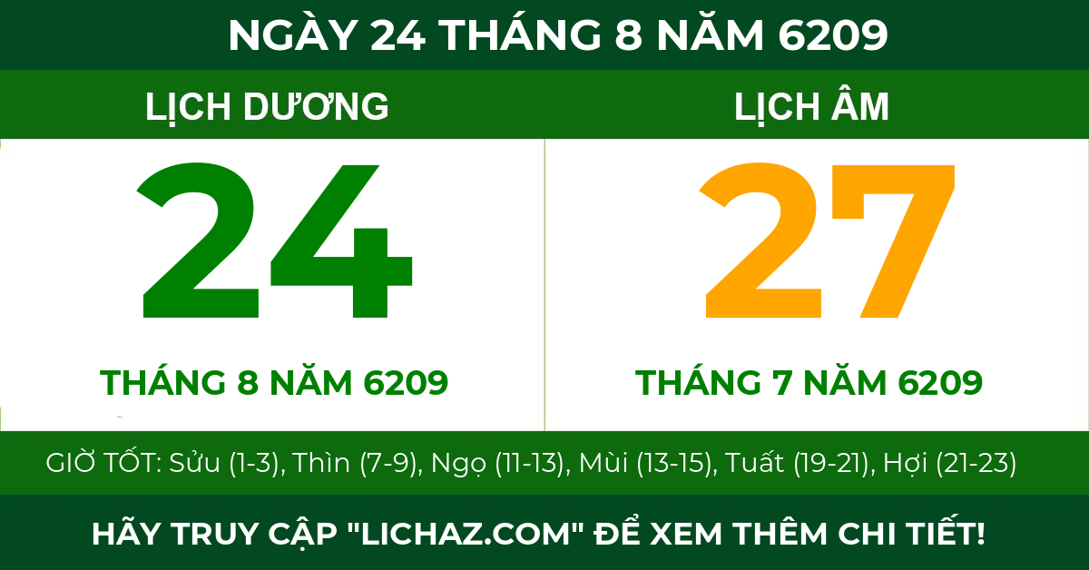 lịch âm ngày 24 tháng 8 năm 6209