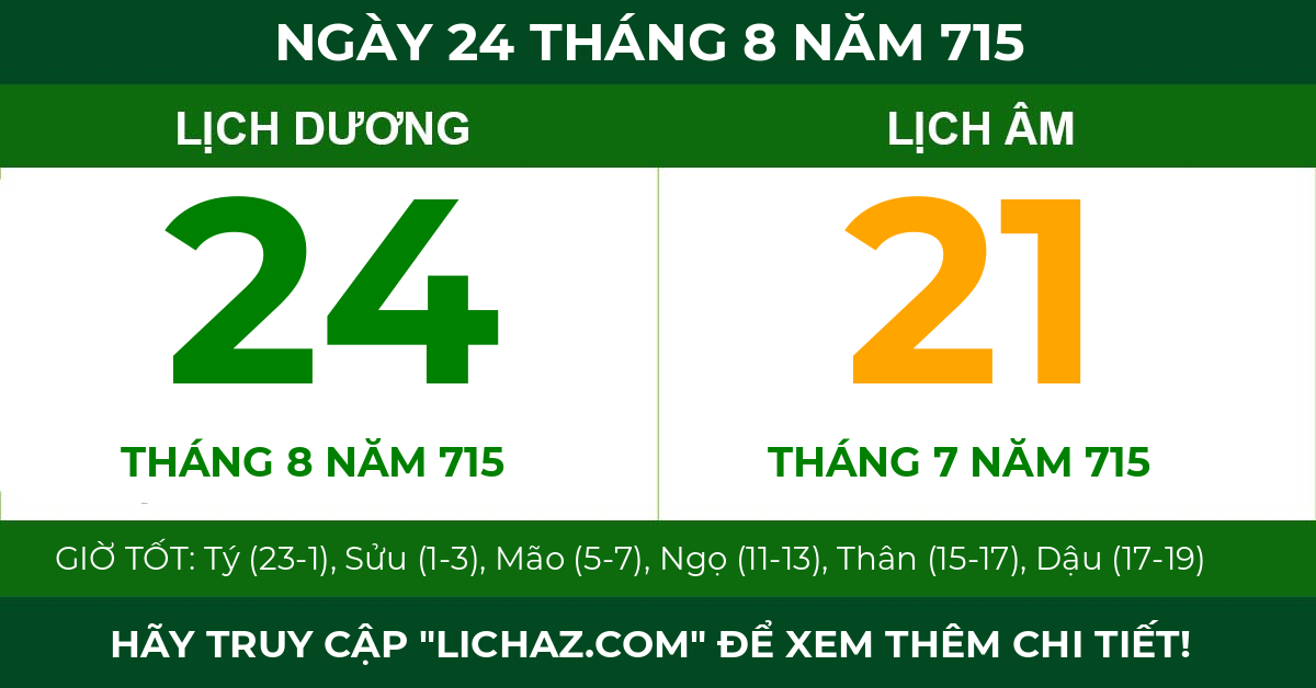 lịch âm ngày 24 tháng 8 năm 715