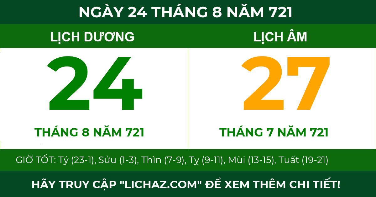 lịch âm ngày 24 tháng 8 năm 721