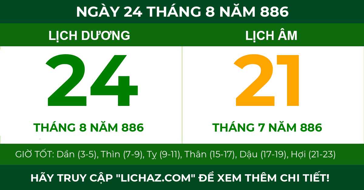 lịch âm ngày 24 tháng 8 năm 886