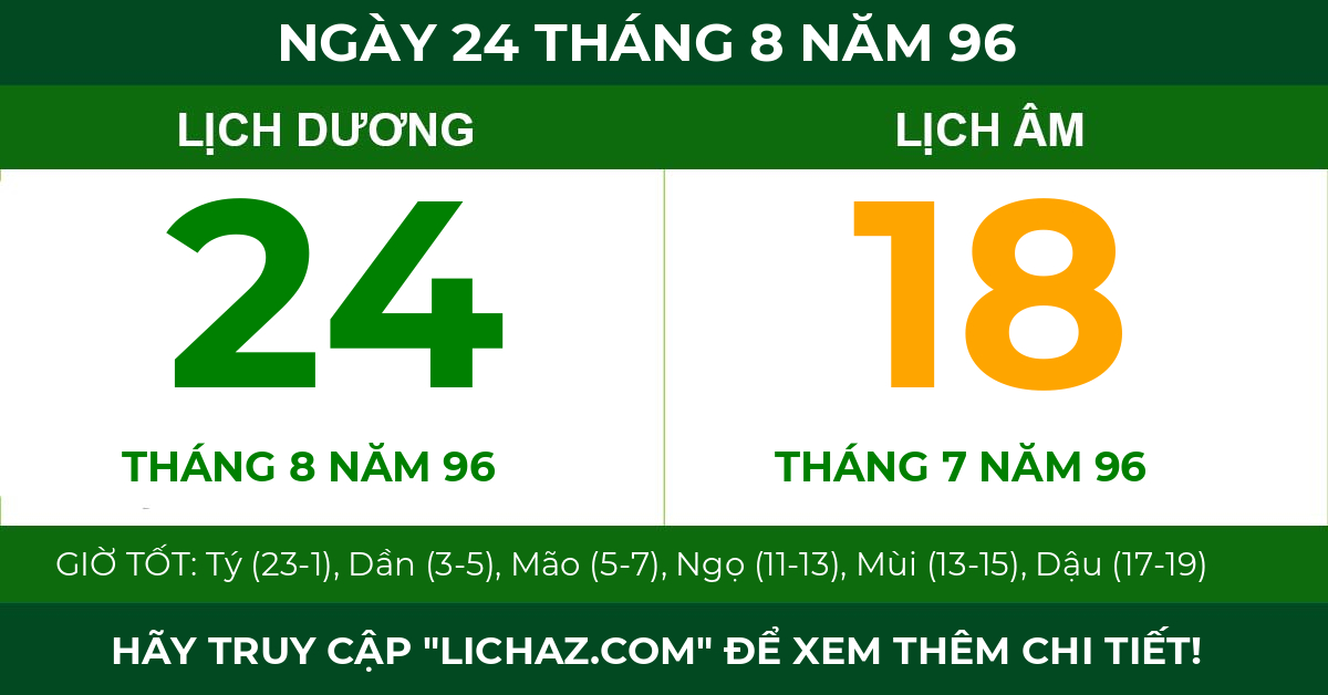 lịch âm ngày 24 tháng 8 năm 96