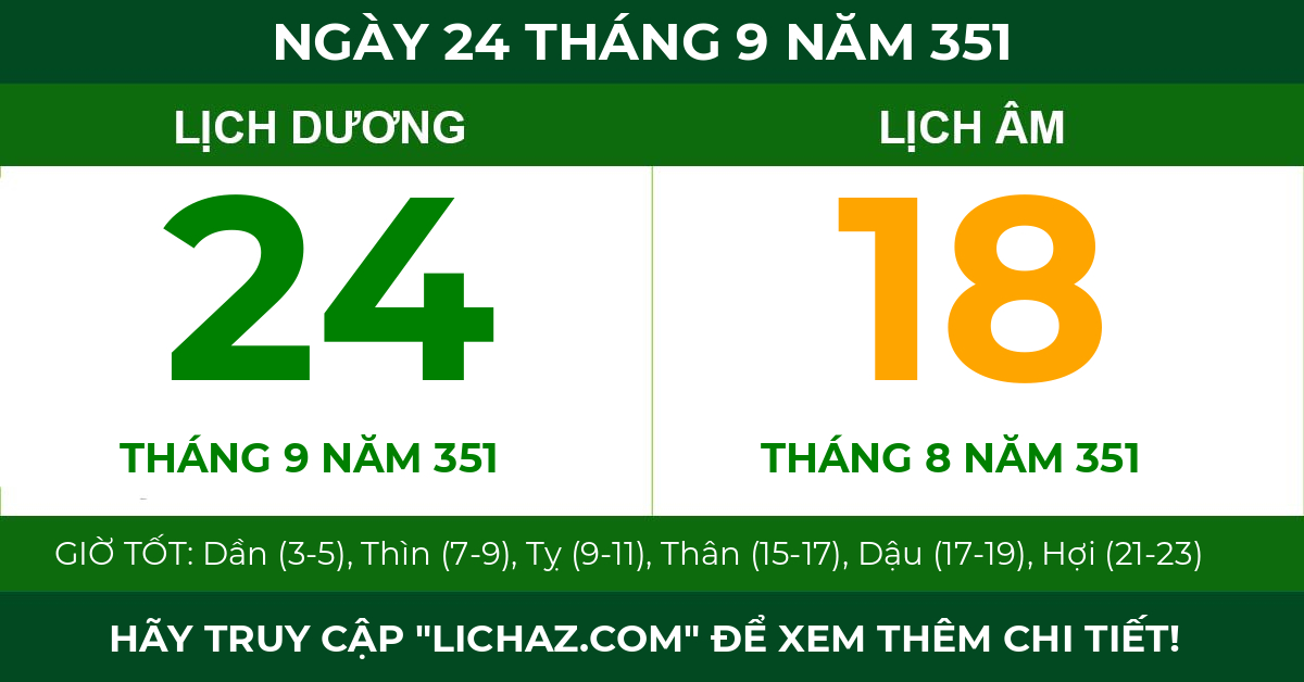 lịch âm ngày 24 tháng 9 năm 351