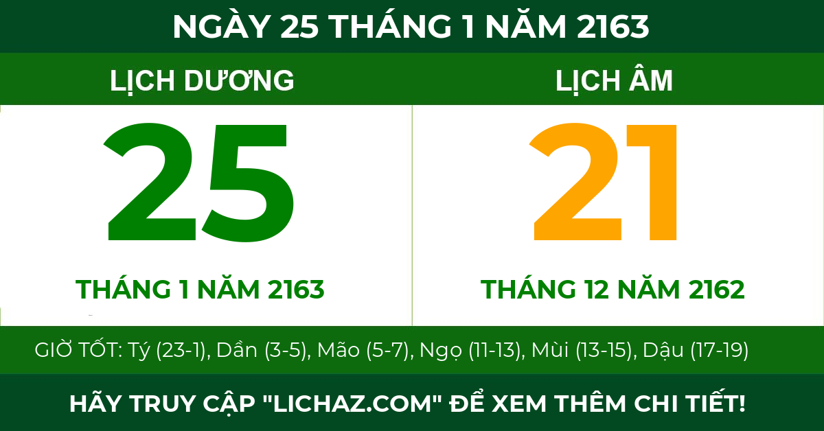 lịch âm ngày 25 tháng 1 năm 2163