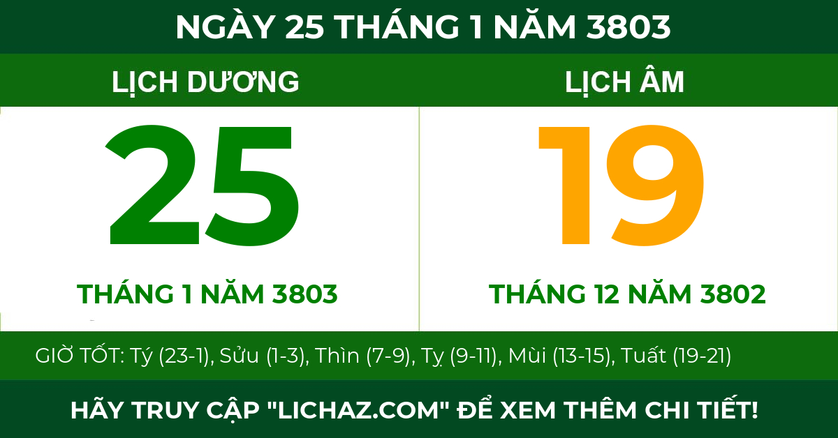 lịch âm ngày 25 tháng 1 năm 3803