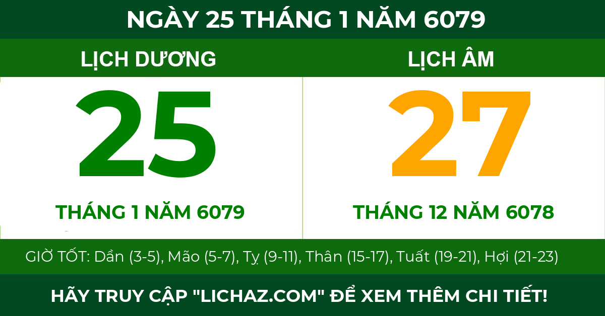 lịch âm ngày 25 tháng 1 năm 6079