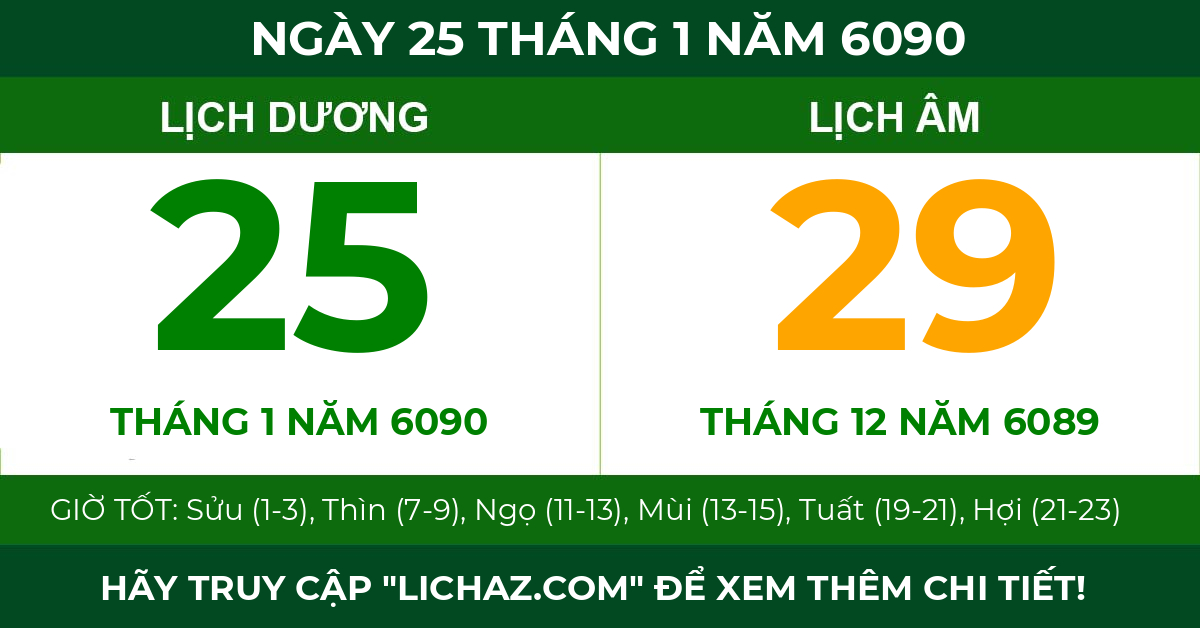 lịch âm ngày 25 tháng 1 năm 6090