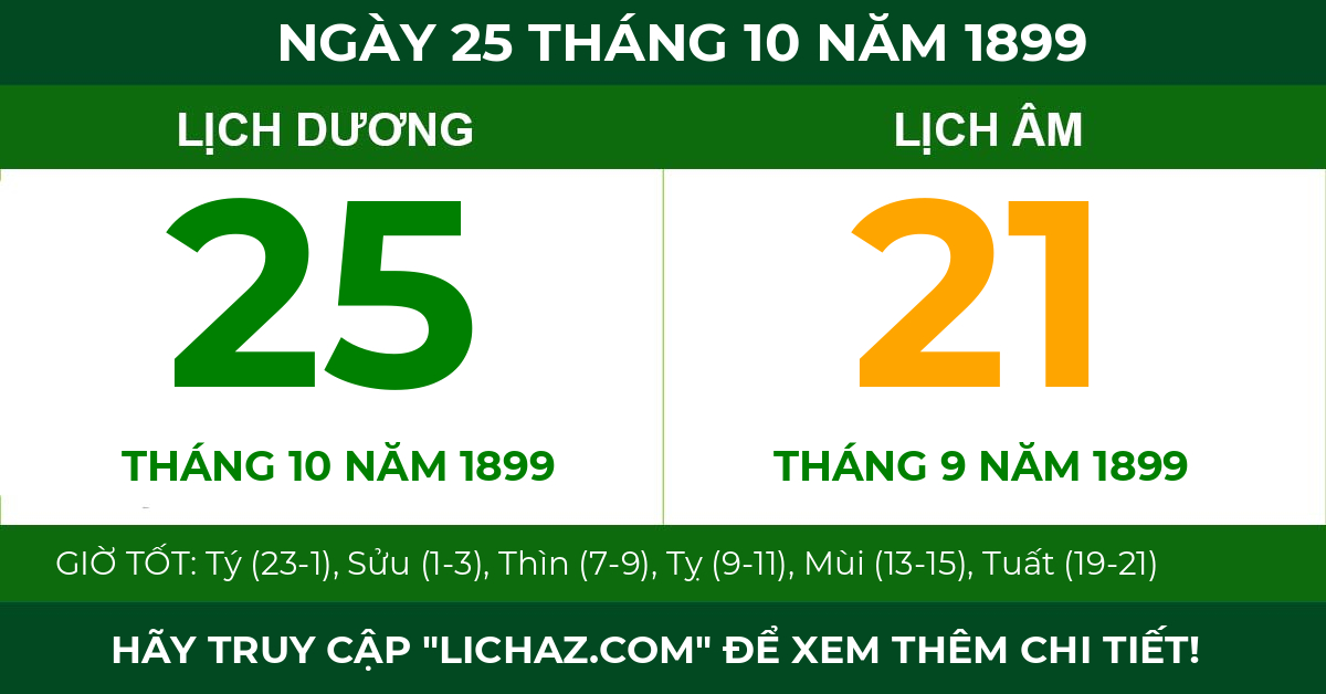 lịch âm ngày 25 tháng 10 năm 1899