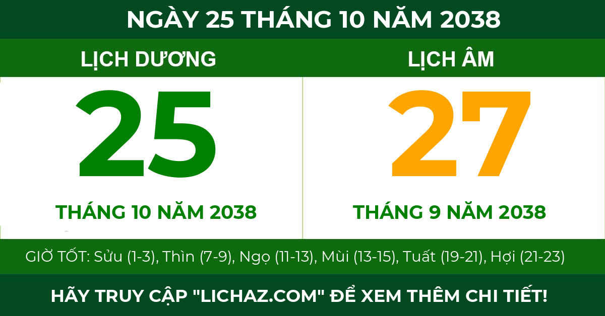 lịch âm ngày 25 tháng 10 năm 2038
