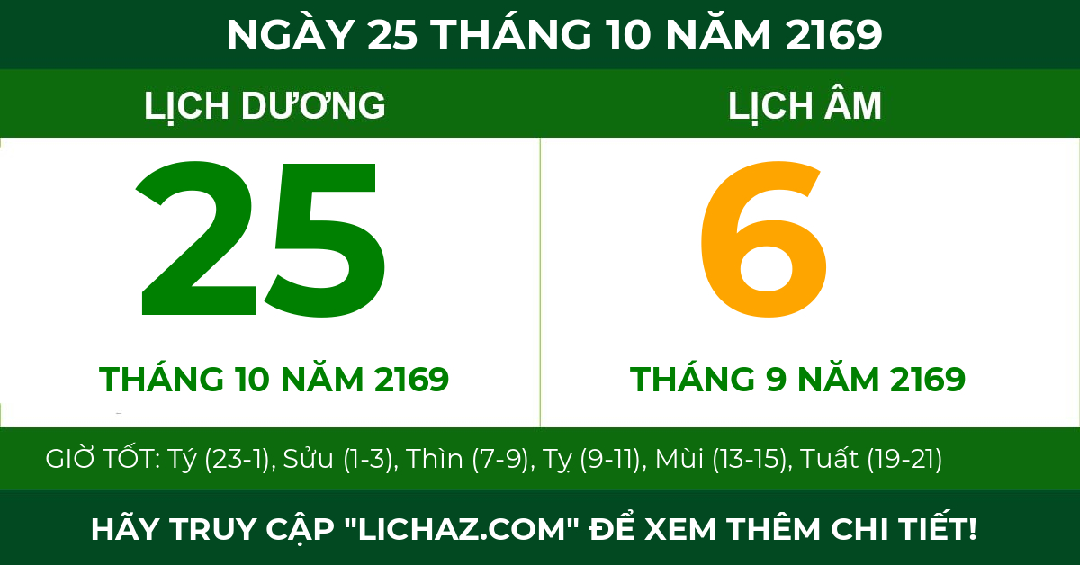 lịch âm ngày 25 tháng 10 năm 2169