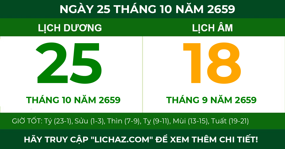 lịch âm ngày 25 tháng 10 năm 2659
