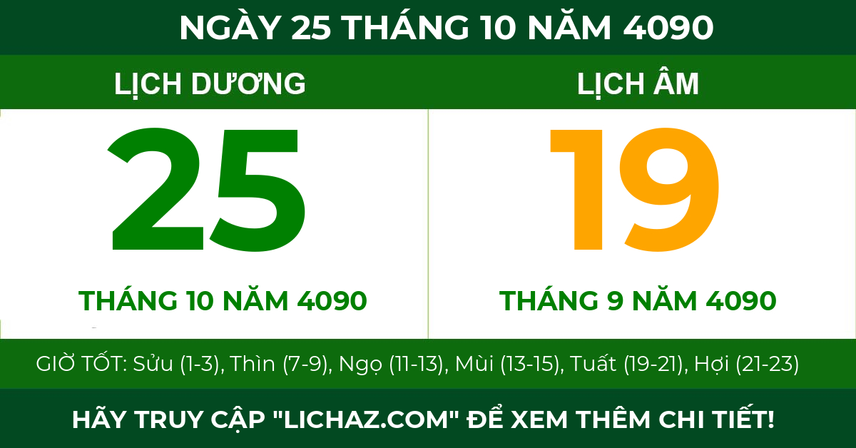 lịch âm ngày 25 tháng 10 năm 4090