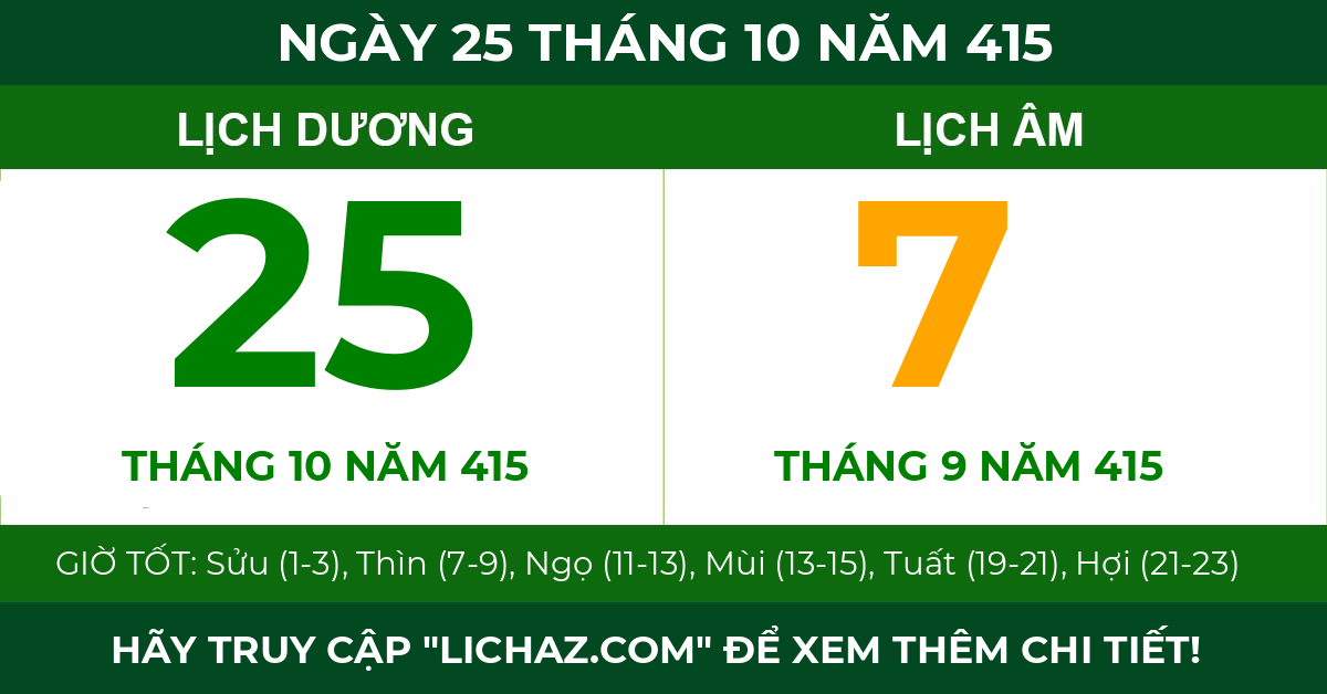 lịch âm ngày 25 tháng 10 năm 415