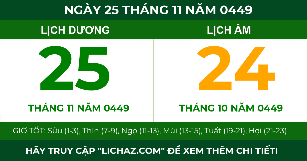 lịch âm ngày 25 tháng 11 năm 0449