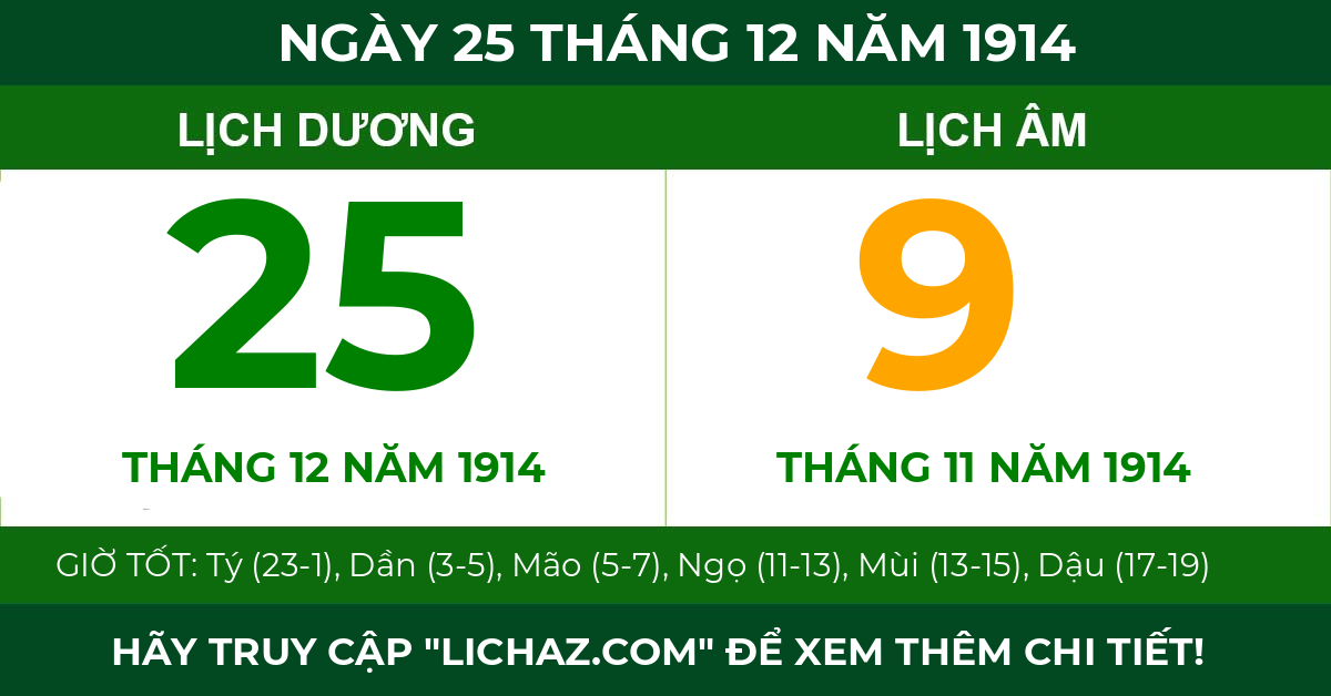 lịch âm ngày 25 tháng 12 năm 1914