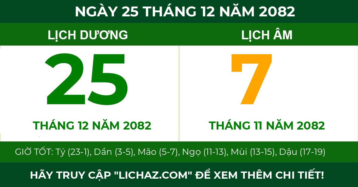 lịch âm ngày 25 tháng 12 năm 2082