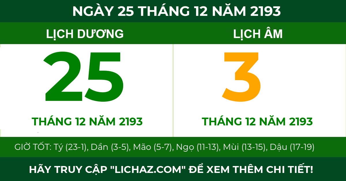 lịch âm ngày 25 tháng 12 năm 2193