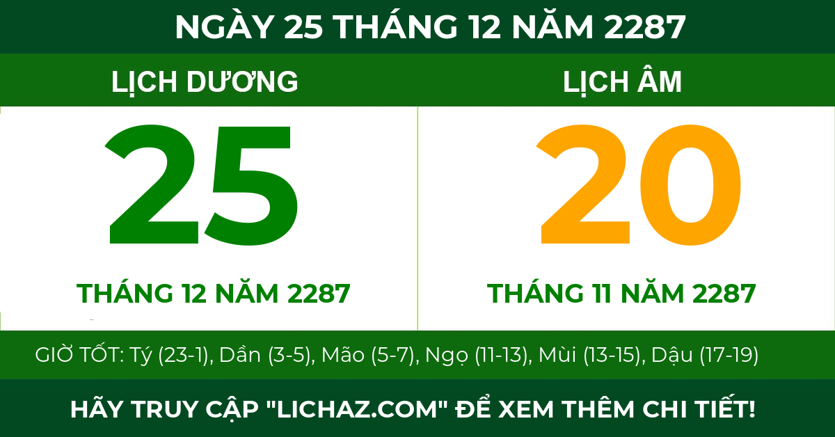 lịch âm ngày 25 tháng 12 năm 2287