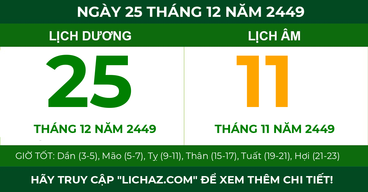 lịch âm ngày 25 tháng 12 năm 2449