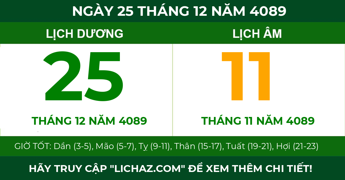 lịch âm ngày 25 tháng 12 năm 4089