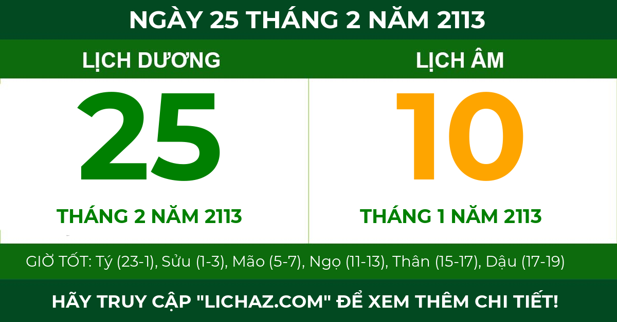 lịch âm ngày 25 tháng 2 năm 2113