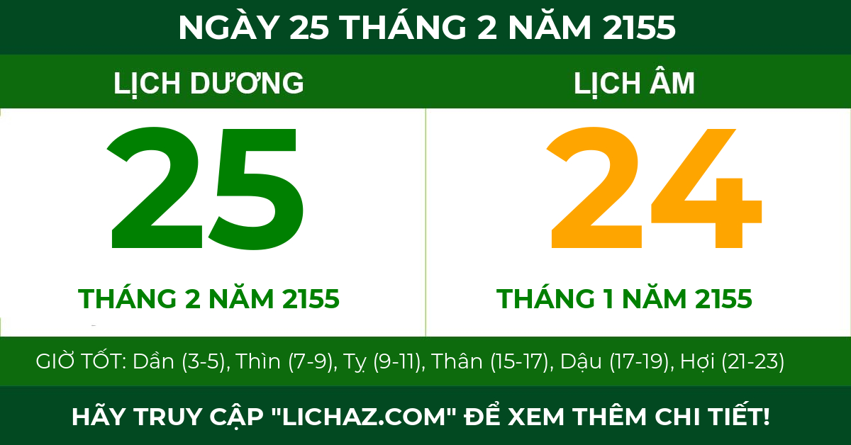 lịch âm ngày 25 tháng 2 năm 2155