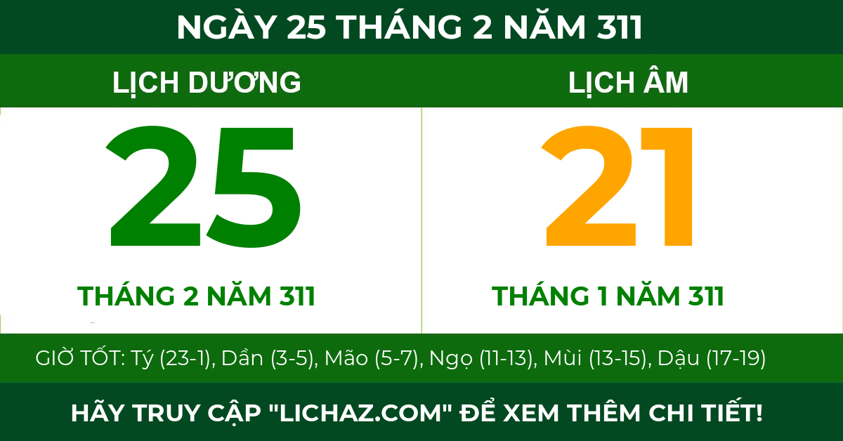 lịch âm ngày 25 tháng 2 năm 311