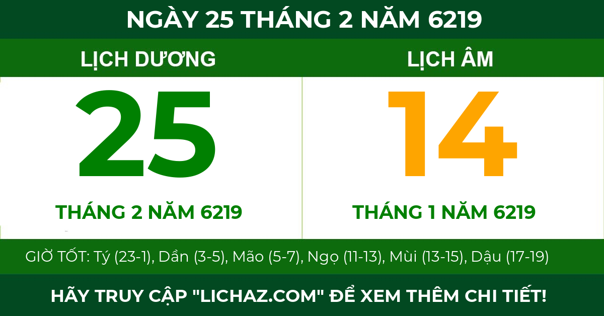 lịch âm ngày 25 tháng 2 năm 6219