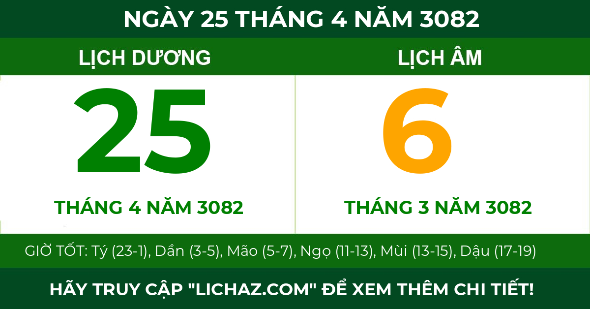 lịch âm ngày 25 tháng 4 năm 3082