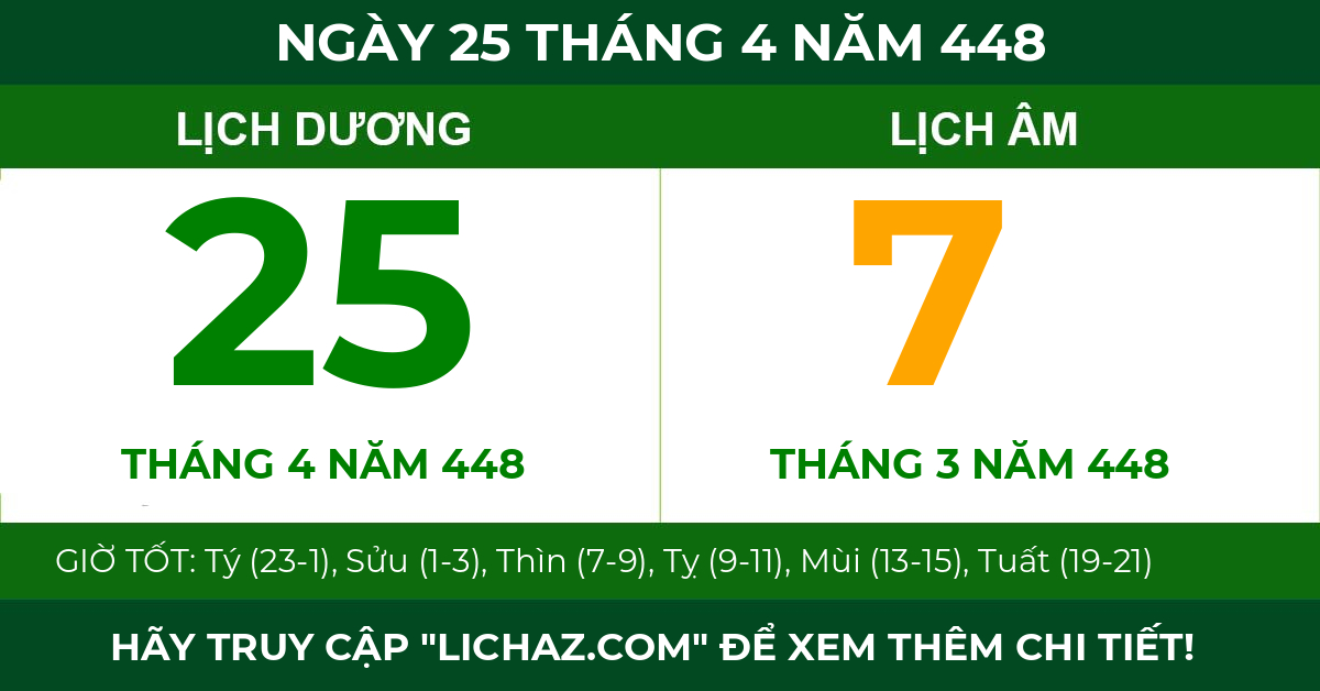 lịch âm ngày 25 tháng 4 năm 448