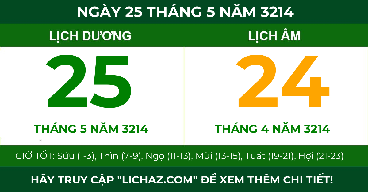 lịch âm ngày 25 tháng 5 năm 3214