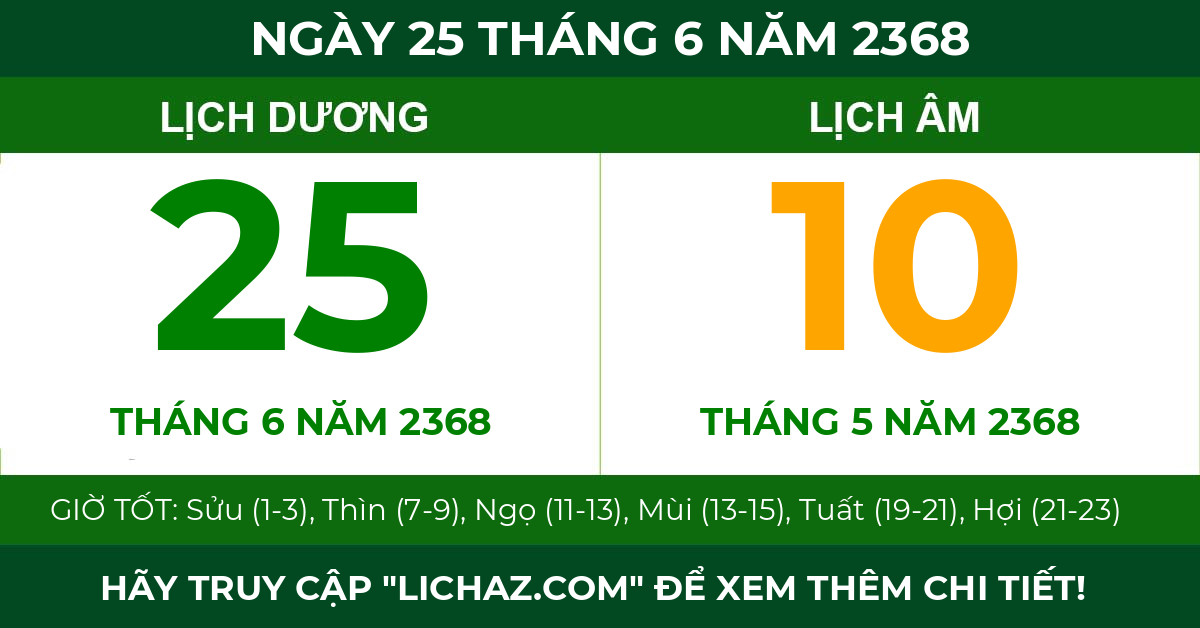 lịch âm ngày 25 tháng 6 năm 2368