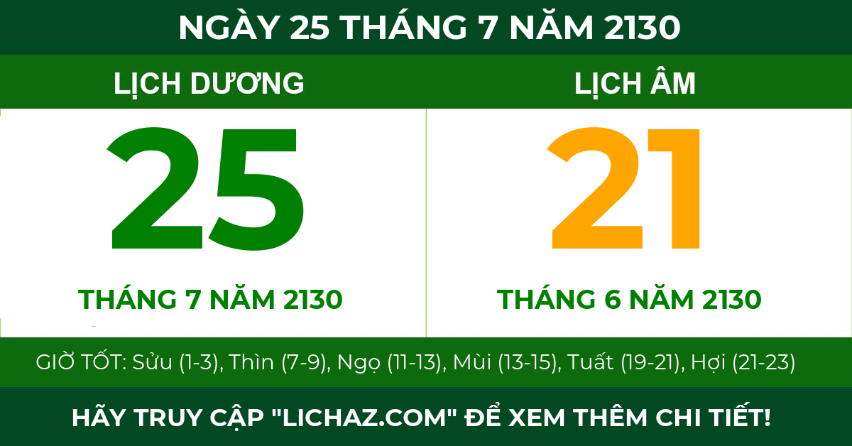 lịch âm ngày 25 tháng 7 năm 2130