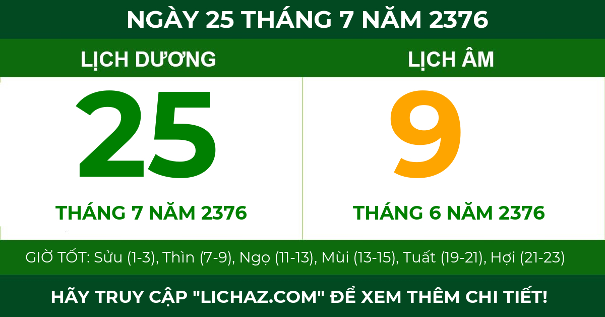 lịch âm ngày 25 tháng 7 năm 2376