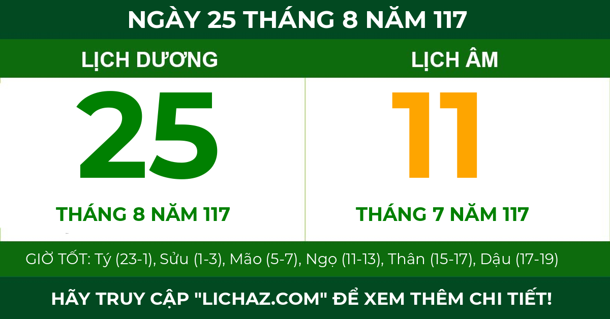 lịch âm ngày 25 tháng 8 năm 117