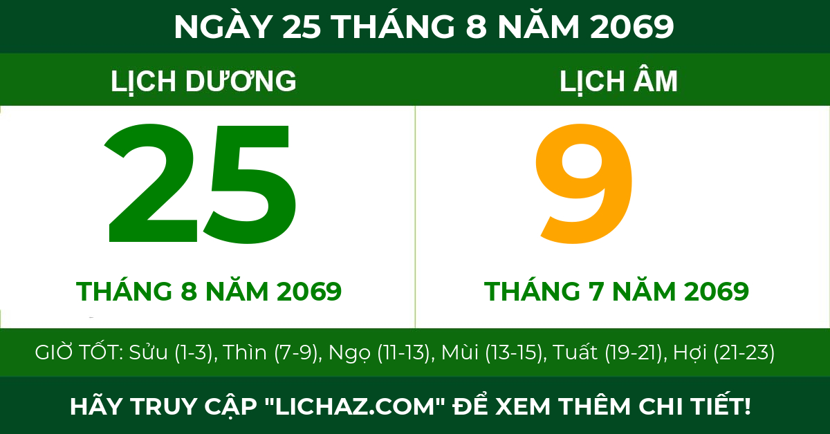 lịch âm ngày 25 tháng 8 năm 2069