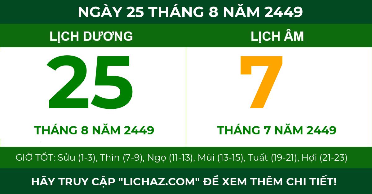 lịch âm ngày 25 tháng 8 năm 2449